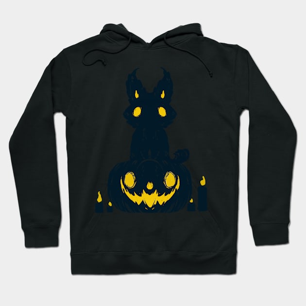 Cute and spooky creature on pumpkin halloween 2022 decoration ink drawing Hoodie by astronauticarte